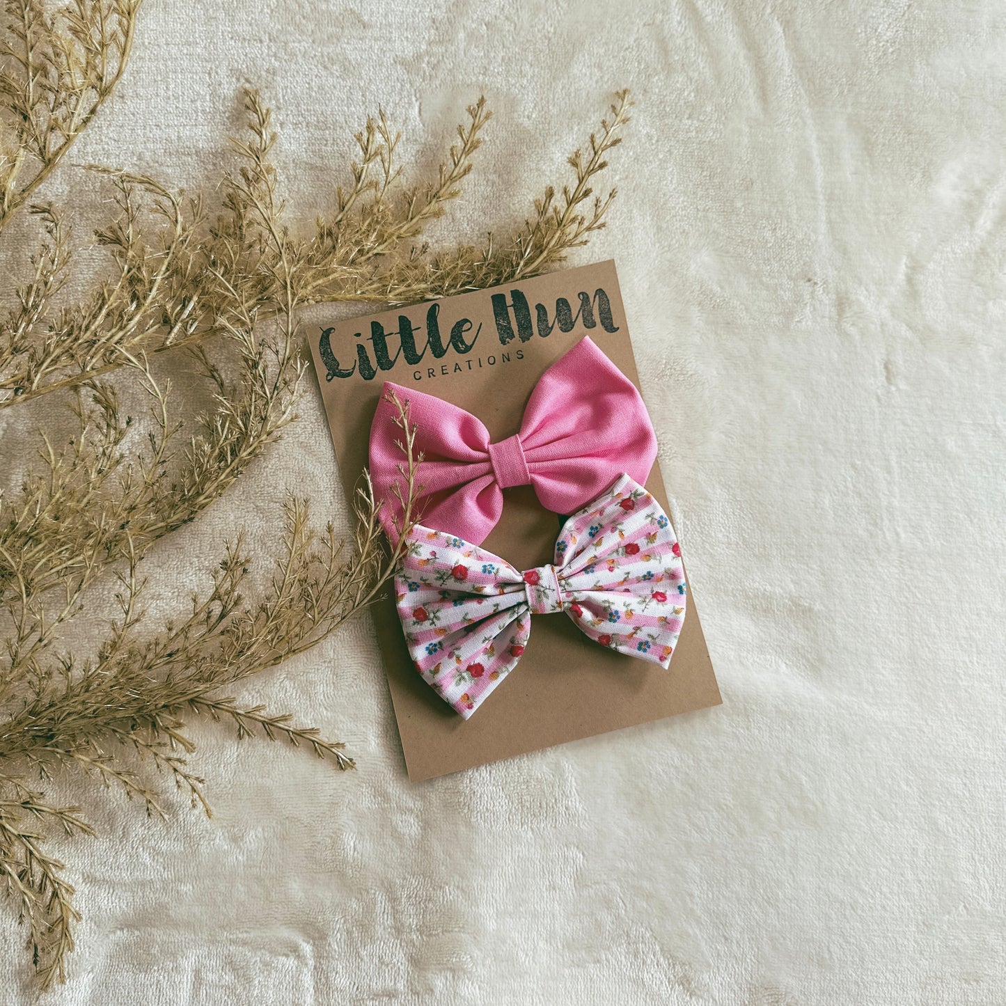 Pink + Pink Floral Bow Set