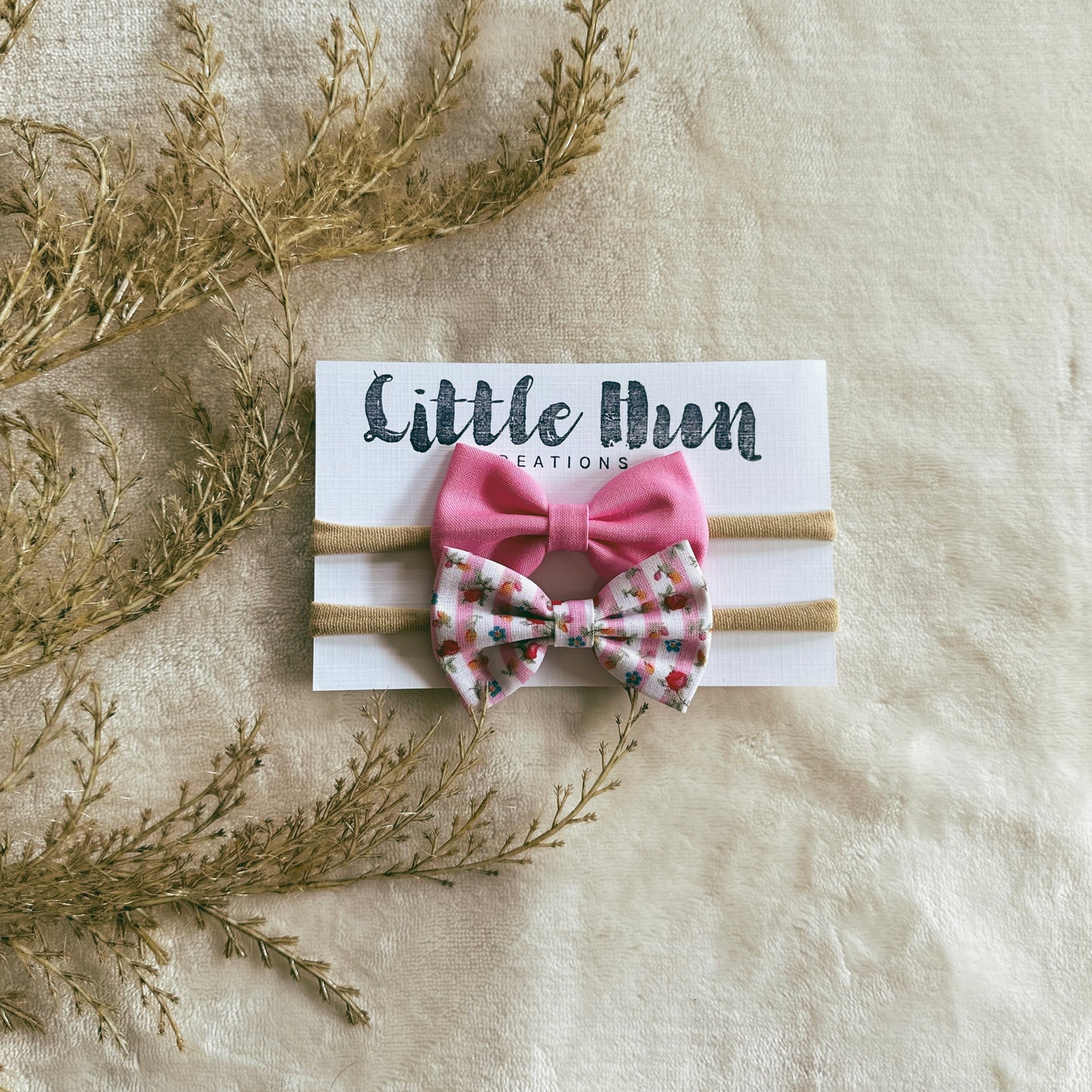 MINI Pink + Pink Floral Bow Set