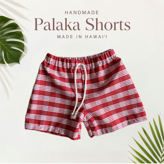 Everyday Keiki Shorts - Red Palaka