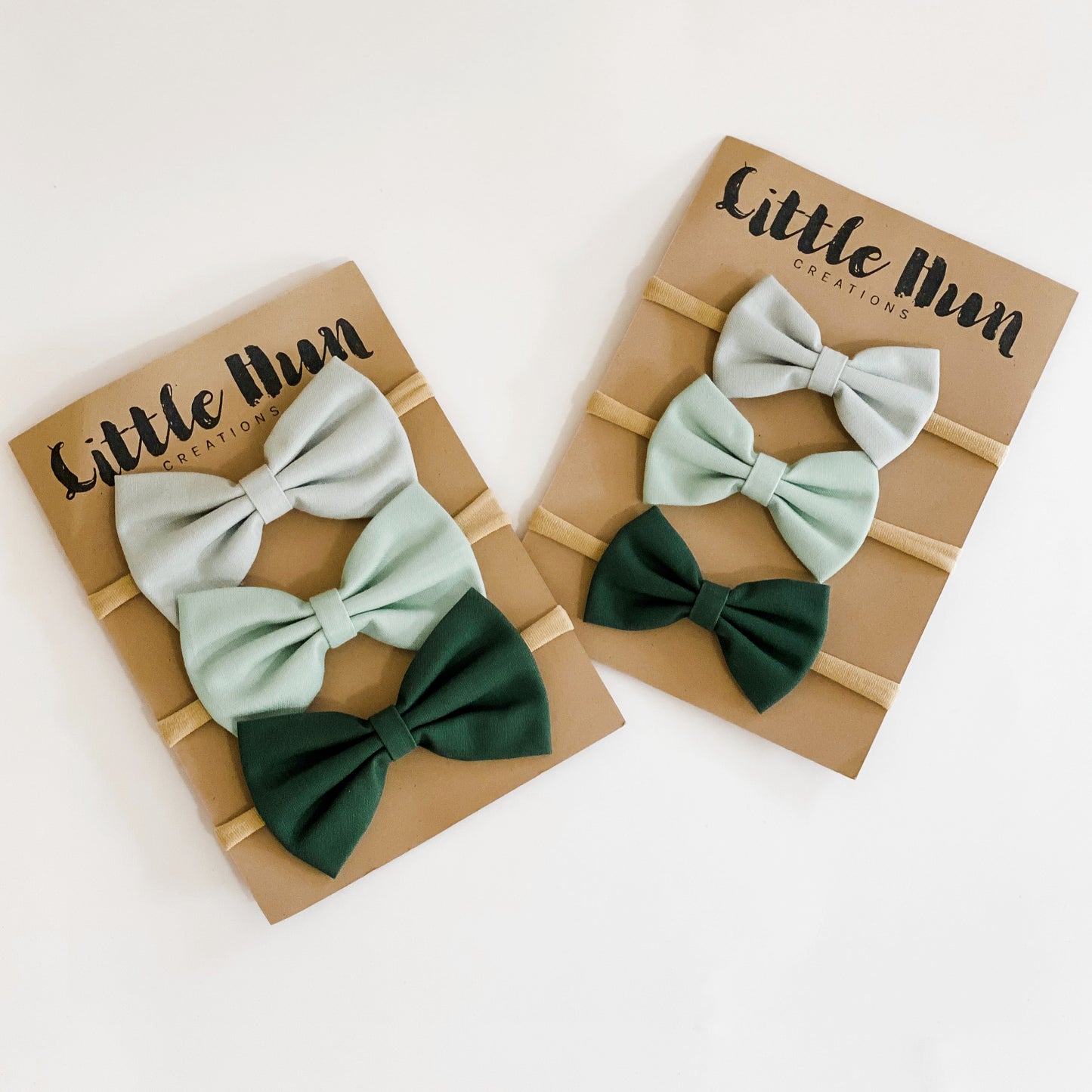 Shades of Green Bow Set-Nylon